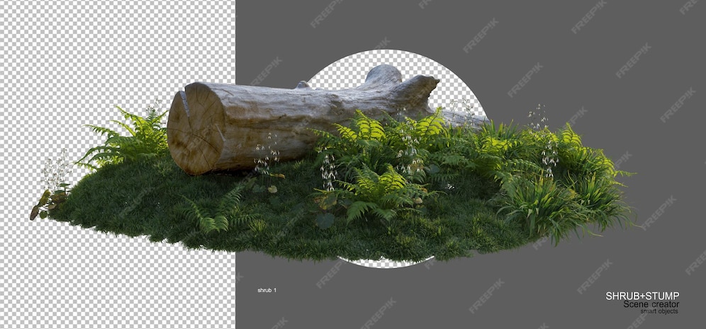 Stümpfe und steine in einem kleinen garten PremiumPSDDatei