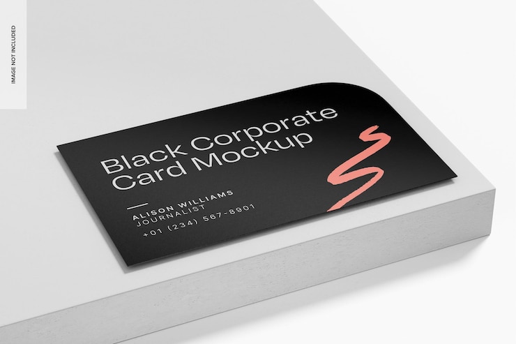 Kostenlose PSD stylische schwarze firmenkarten-mockup-perspektive