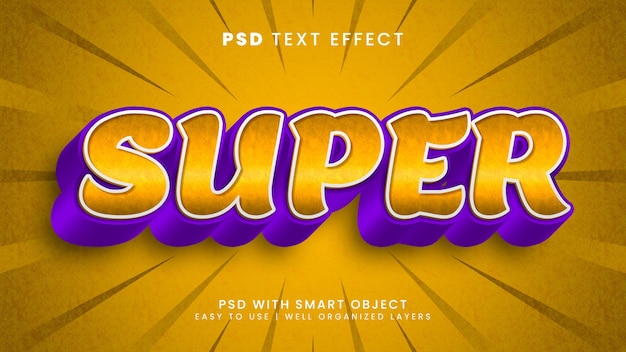 Super bearbeitbarer 3d-texteffekt mit superhelden- und kindertextstil