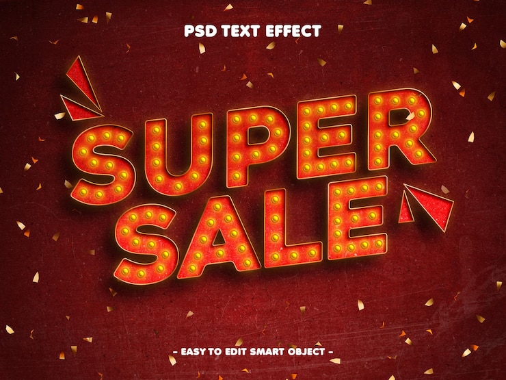 Kostenlose PSD super sale 3d-stil bearbeitbarer texteffekt