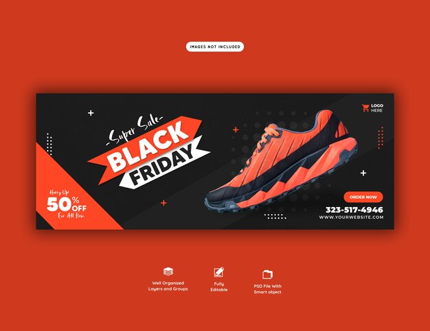 Super Sale Black Friday Facebook Cover Banner Vorlage