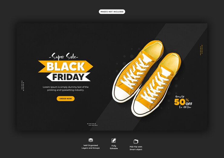 Kostenlose PSD super sale black friday web banner vorlage