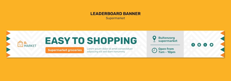 Kostenlose PSD supermarkt-leaderboard-banner-vorlage entworfen