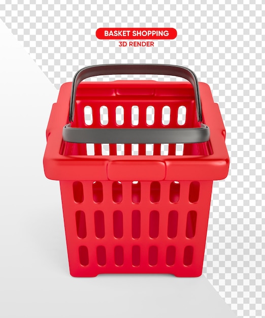 Supermarktkorb rot 3d rendern realistisch auf transparentem hintergrund