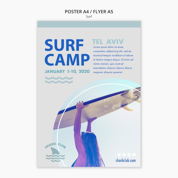 Kostenlose PSD surf poster vorlage