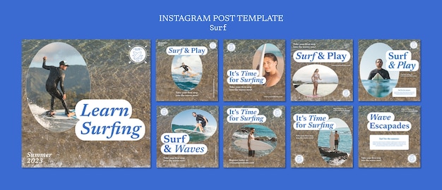 Kostenlose PSD surfen hobby instagram posts