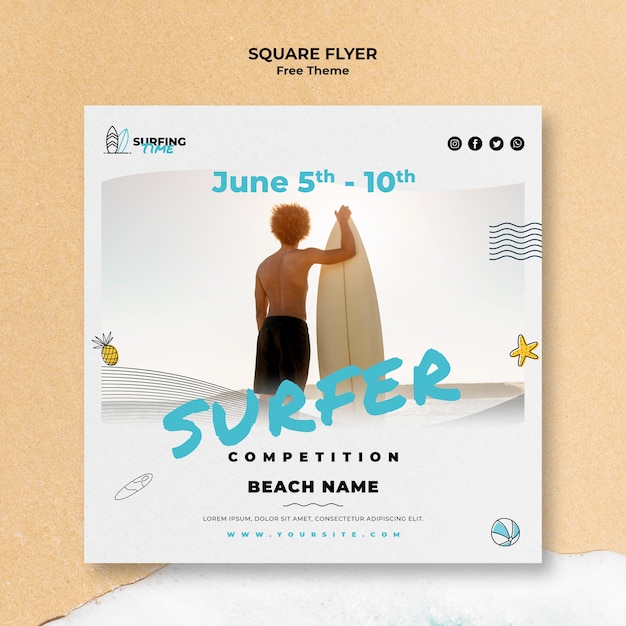 Kostenlose PSD surfer flyer template design