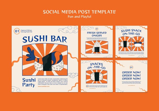 Kostenlose PSD sushi bar social media post vorlage