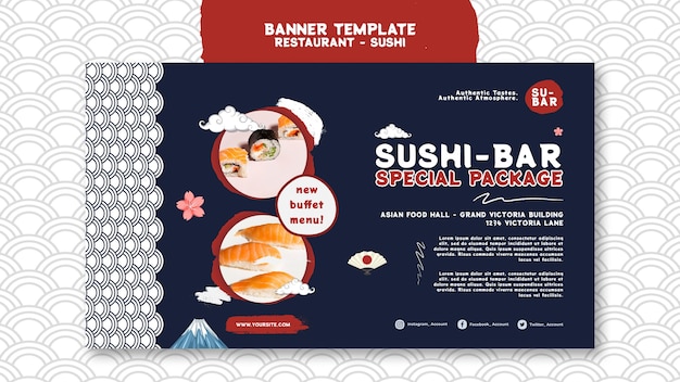 Sushi horizontale bannervorlage