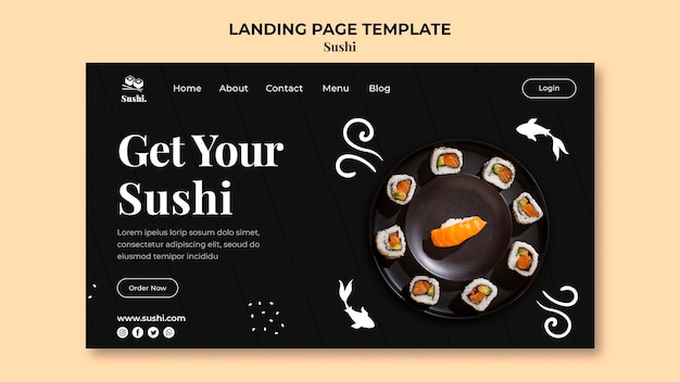 Kostenlose PSD sushi landing page vorlage