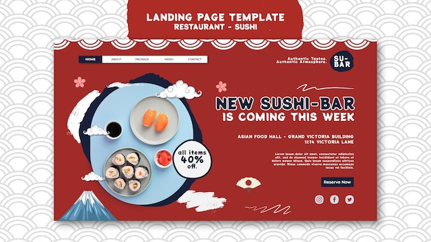 Kostenlose PSD sushi-landingpage-vorlage