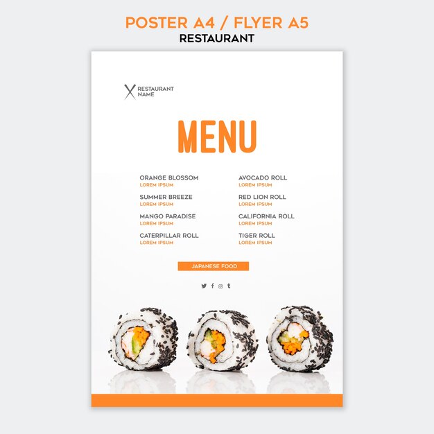 Sushi Poster Restaurant Vorlage
