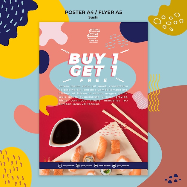 Kostenlose PSD sushi restaurant flyer mit angebot