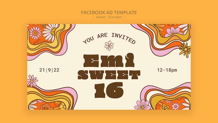 Kostenlose PSD sweet 16 feier social media promo-vorlage