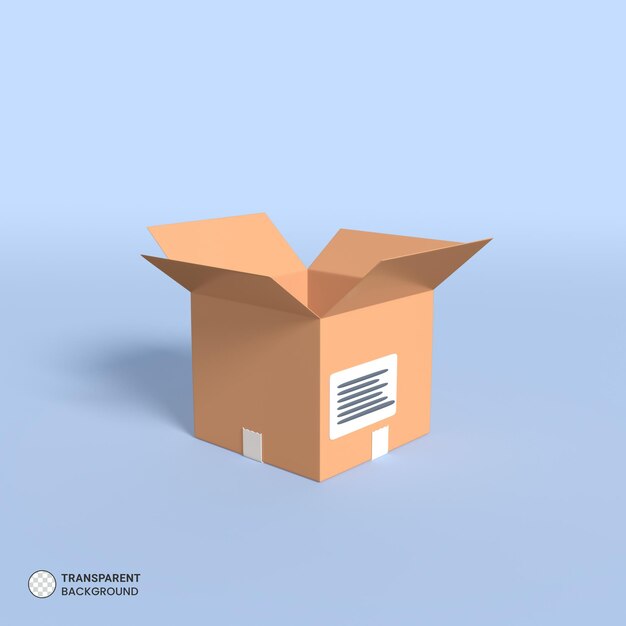 Symbol für die Lieferung von Papierpaketen isolierte 3D-Rendering-Illustration