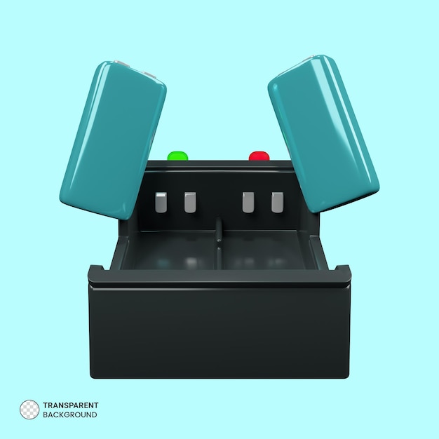 Symbol für wiederaufladbare batterie und ladestation isolierte 3d-rendering-illustration