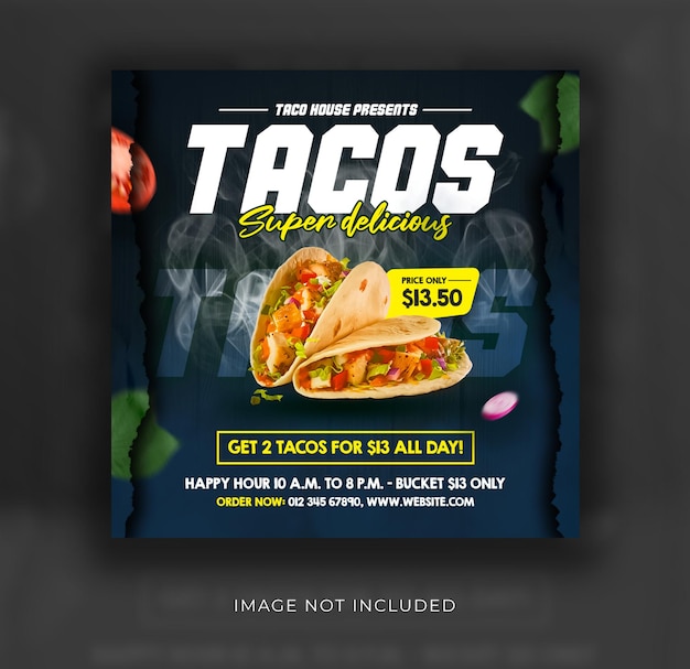 Tacos social-media-beitragsvorlage für das lebensmittelrestaurant premium psd Premium PSD