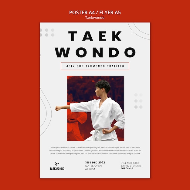 Taekwondo-übungsplakatvorlage