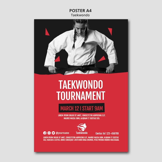 Kostenlose PSD taekwondo-übungsplakatvorlage
