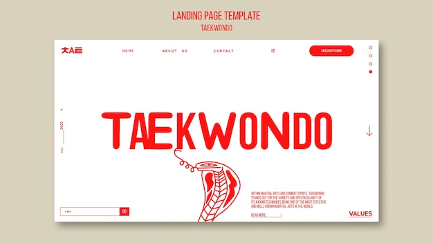 Taekwondo-vorlage im flachen design