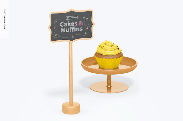 Tafel-stick-schild mit cupcake-mockup