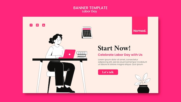 Tag der Arbeit Banner mit Illustration