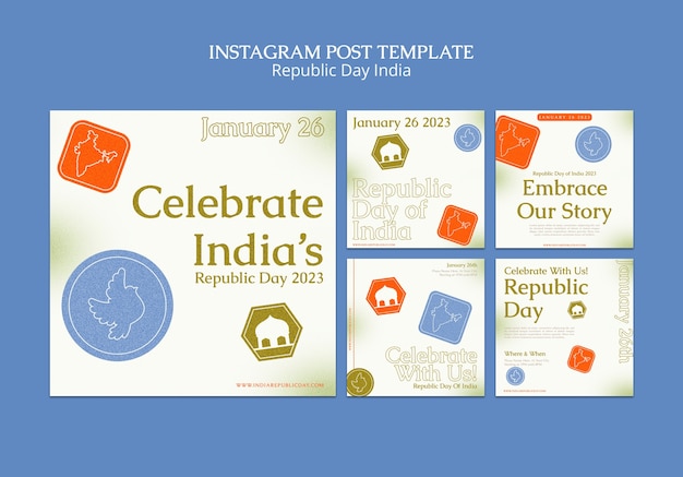 Kostenlose PSD tag der republik indien instagram-posts