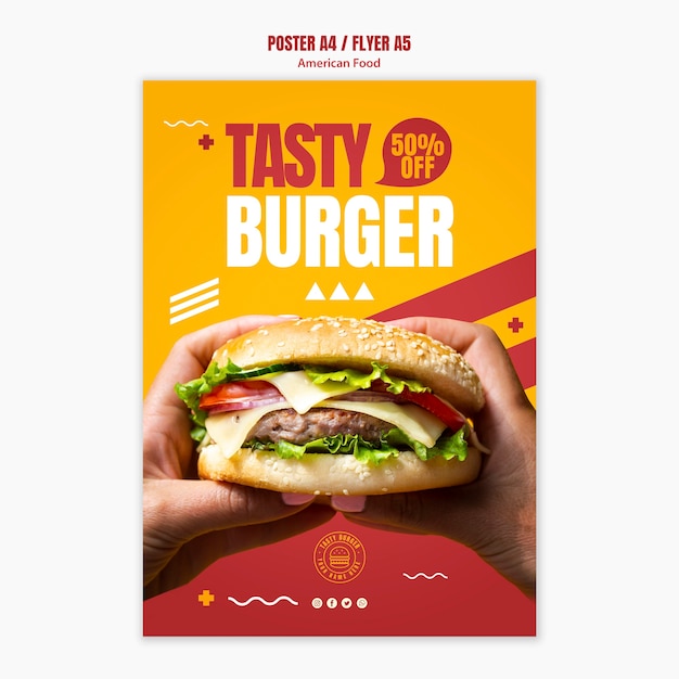 Tasty cheeseburger american food flyer vorlage Kostenlosen PSD
