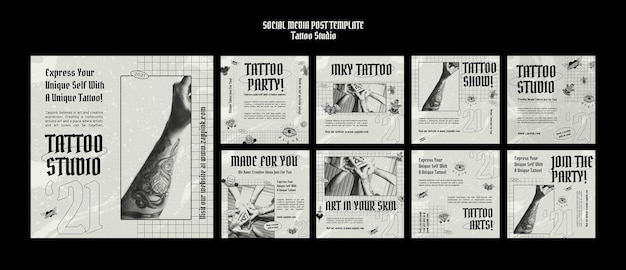 Tattoo studio social media posts designvorlage