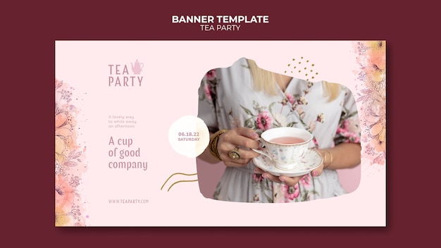 Tea-party-banner-template-design