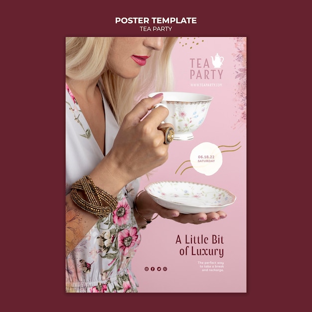 Kostenlose PSD tea-party-poster-template-design