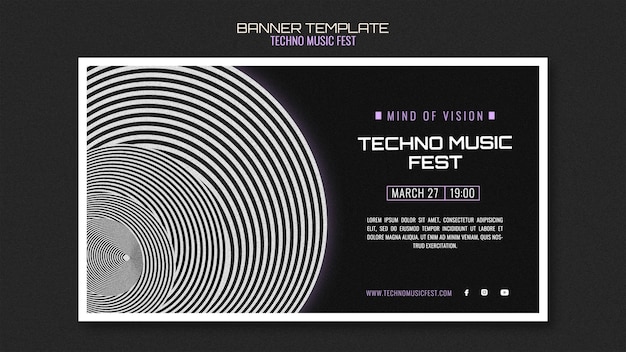 Kostenlose PSD techno musik fest banner