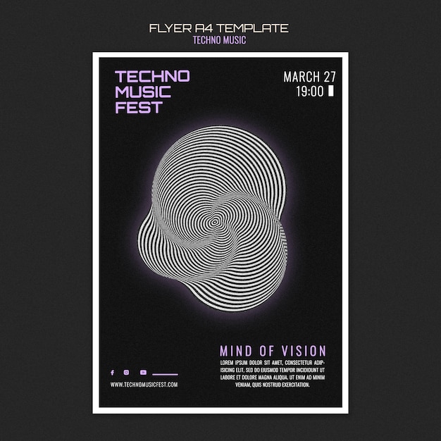 Kostenlose PSD techno musik fest flyer