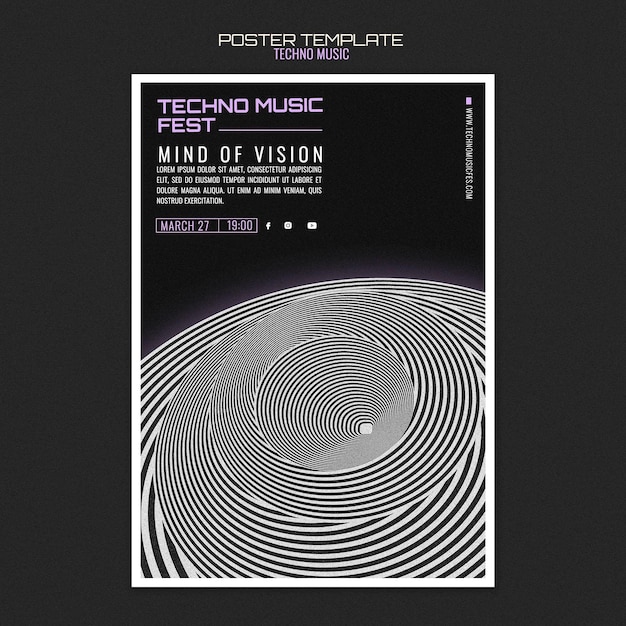 Kostenlose PSD techno musik fest poster