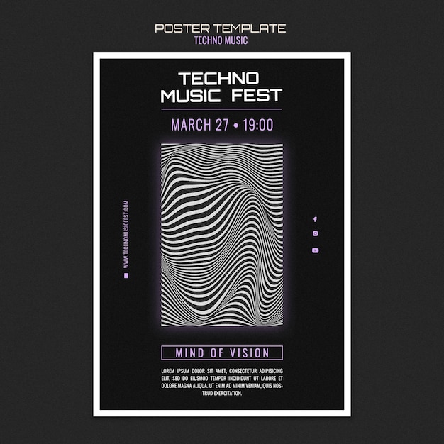 Kostenlose PSD techno musik fest poster