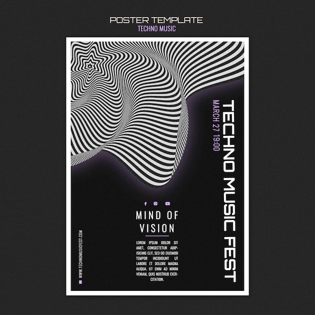 Kostenlose PSD techno musik fest poster