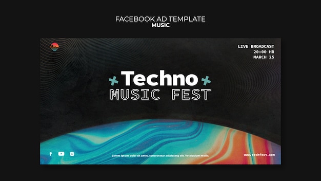 Kostenlose PSD techno-musikfest-facebook-vorlage