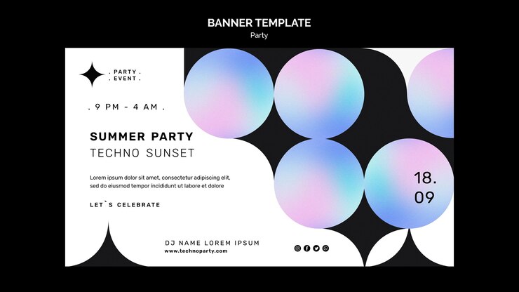 Kostenlose PSD techno-party-banner-vorlage