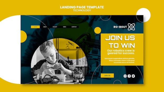 Kostenlose PSD technologie-landing-page-vorlage