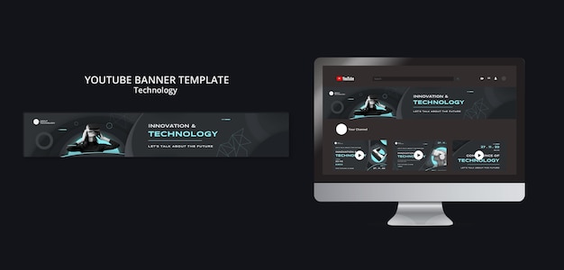 Technologie youtube-banner-vorlage für virtuelle realität