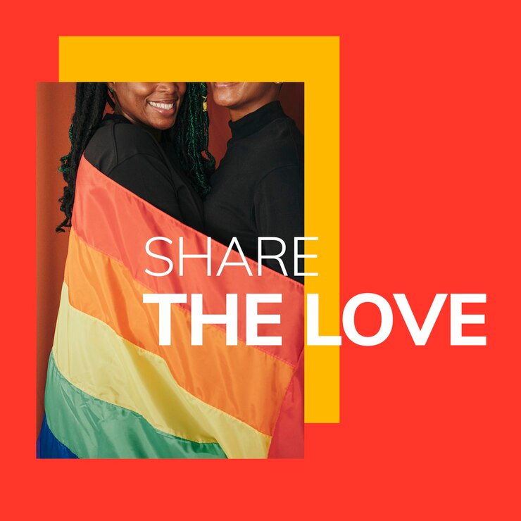 Kostenlose PSD teilen sie die liebesvorlage psd lgbtq pride month feier social media post