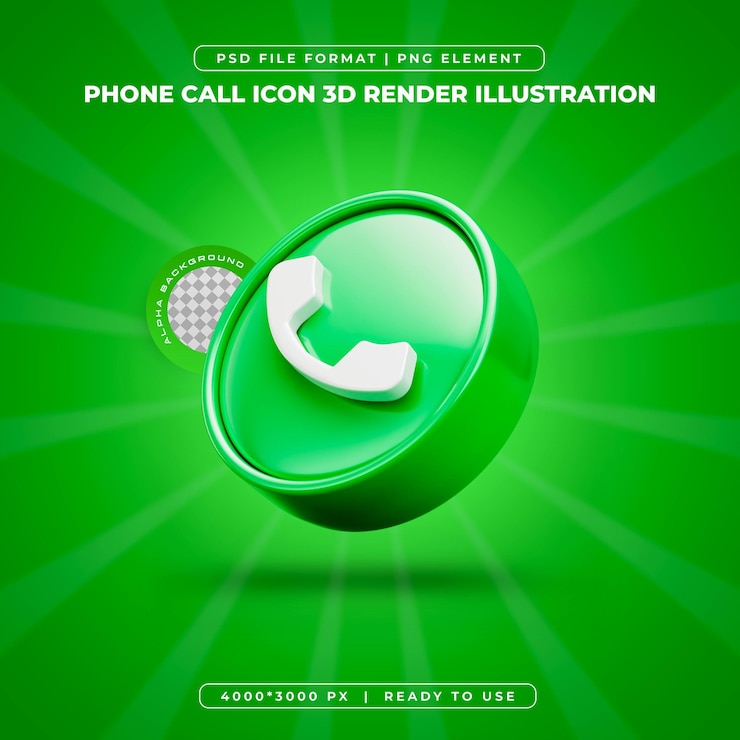 Kostenlose PSD telefon-symbol isoliert 3d-render-illustration