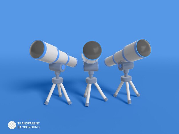 Teleskop-Symbol isolierte 3D-Darstellung