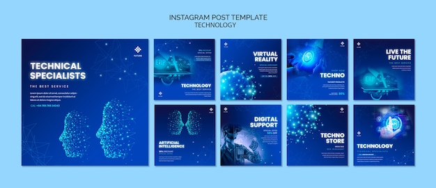 Kostenlose PSD template-design für instagram-post-technologie