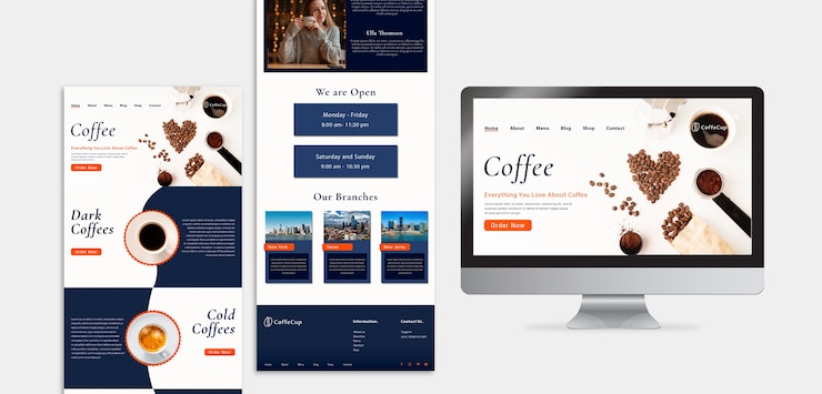 Kostenlose PSD template-design mit kaffee-business-konzept