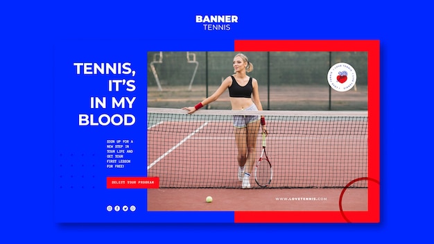 Kostenlose PSD tennis konzept banner vorlage