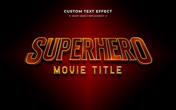 Kostenlose PSD text-arteffekt des superhelden 3d