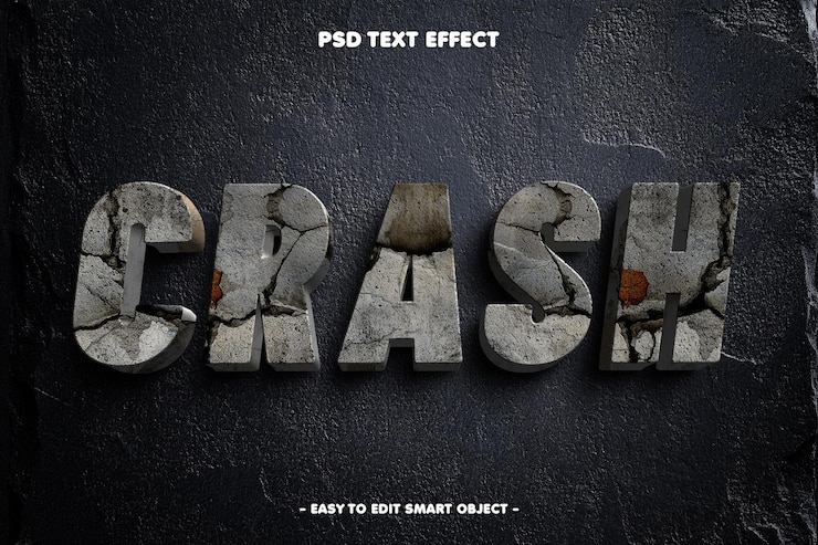 Kostenlose PSD text-effekt mit dem stil crash concrete