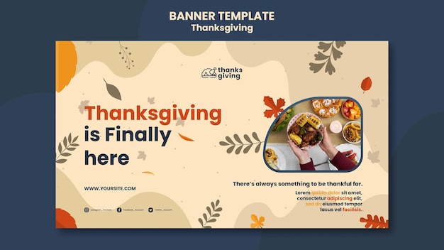 Kostenlose PSD thanksgiving day banner vorlage mit blättern