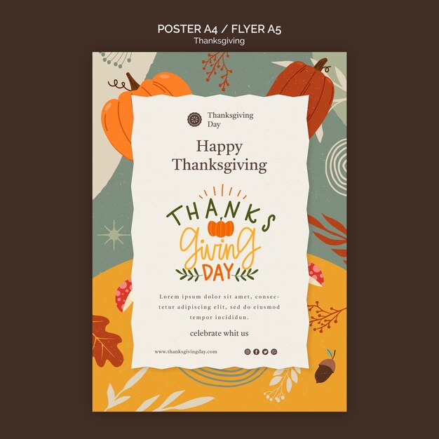 Thanksgiving Day Druckvorlage mit herbstlichen Details